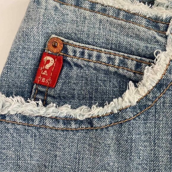 Y2K Vintage Low Rise Guess Jeans Fringe Skirt Size 27 100% Cotton Made in USA - Picture 9 of 11
